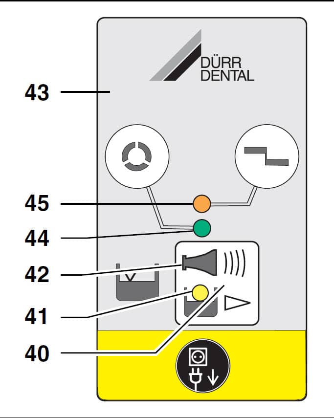 Bedieningspaneel met indicatielampjes en symbolen van Durr Dental CAS-1 apparaat